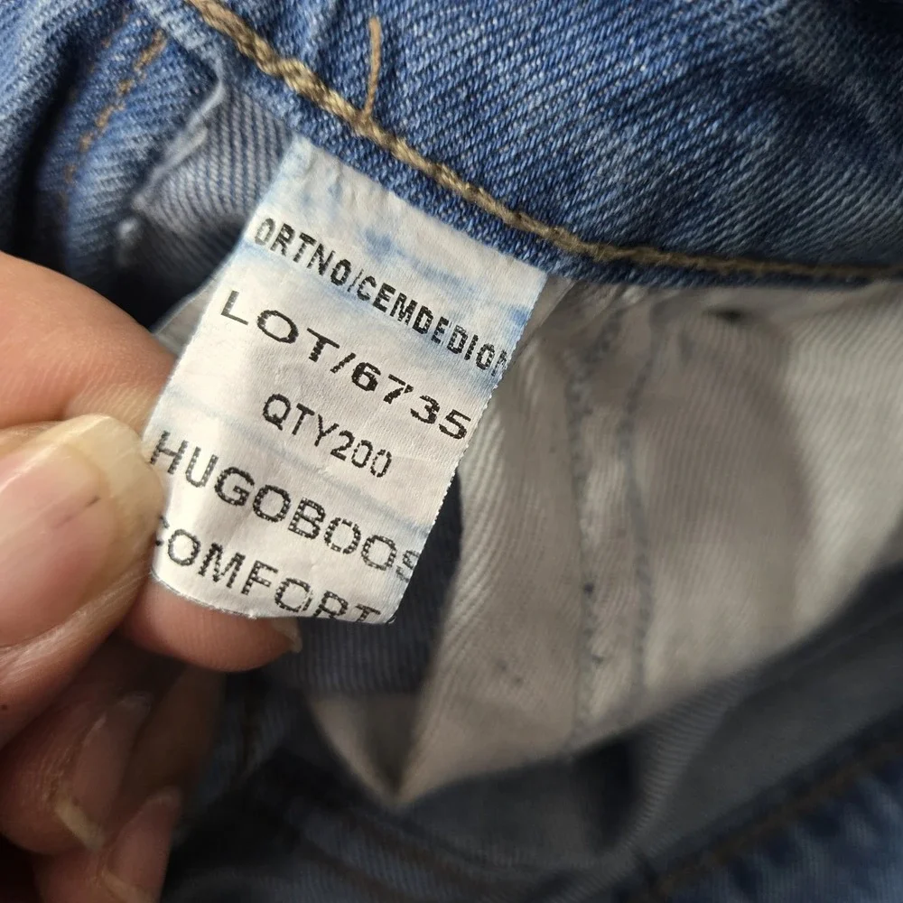 Hugo Boss Men Jeans 30 Blue Denim Embroidered Slim 30